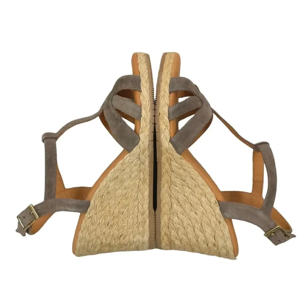 Andre Assous Madina Espadrille Wedge Sandals Grey Suede